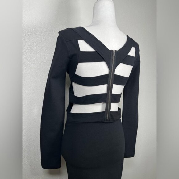 ASOS Black cutout body con long sleeve dress size 6 - Picture 2 of 9